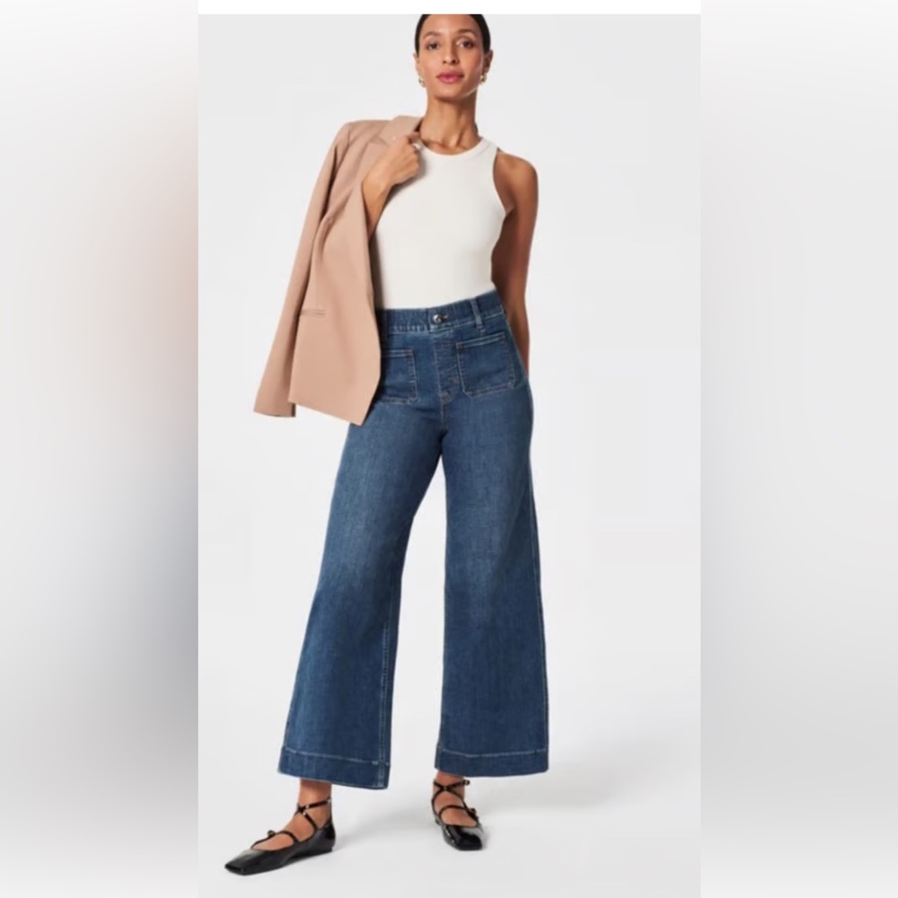 SPANX Dark Blue Wide Leg Jeans